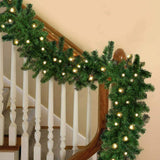 2.7M Christmas Garland with LED Lights Artificial Wreath Stairs Rattan Xmas Decoration