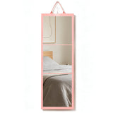 Foldable 3-Panel Full Length Mirror with Handle for Makeup Dance Practice Pink