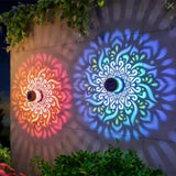 Solar Mandala Projection Wall Light Decorative for Yard Garden Post  Backyard Decor Style 2