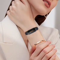 19.5cm Replacement Watch Band Adjustable Stainless Steel Watch Strap Compatible with Fitbit Inspire 3 Watch Black
