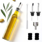 Glass Olive Oil Bottle Dispenser Oil and Vinegar Cruet with Pourers Transparent
