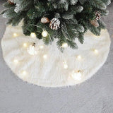 White Plush Christmas Tree Skirt Round Snowflake Base for Holiday Home Decor Style 1
