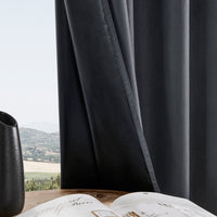 100% Blackout Curtain Panel with Black Liner – Heat & Light Blocking Black