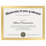 Certificate Frame with Clear Plexiglass for Wall and Tabletop Gold