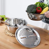 3Pcs Multifunctional Stainless Steel Basin 3 in 1 Stainless Steel Basin Strainer Set for Rinsing Draining Mixing