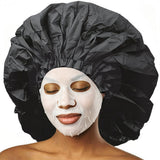 2 PCS Extra Large Waterproof Reusable PEVA Shower Caps for Long Hair Black