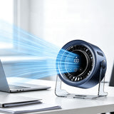 USB Desk Fan Rechargeable 100 Speeds with Display 120 Rotation Grey