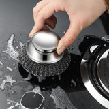 Kitchen Steel Wool Cleaning Brush Handle with 5 Replacement Heads