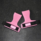 Pair of Weight Lifting Gloves Adjustable Hook and Loop Wrist Strap for Deadlift and Powerlifting Gym Workout Lifting Hooks Pink