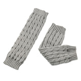 Women Knit Leg Warmers Winter Warm Long Boot Socks Light Grey