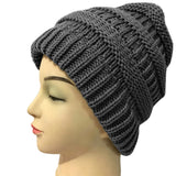 Women's High Bun Ponytail Hat Cable Knit Winter Beanie for Girls Grey