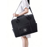 Foldable Travel Bag Large Capacity Sports Shoulder Bag Trip Boarding Bag Black