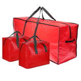 3pc Large Christmas Tree Storage Bags – PE Water-Resistant with Reinforced Handles & Zipper Red