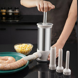 Sausage Machine Meat Filler Stuffer Funnel Hand Operated with 4 Tubes