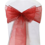 10 Pcs Organza Wedding Chair Sashes Bow Back for Party Decor Red
