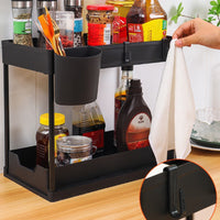 Multi-Purpose Pull-Out Storage Organizers Under Sink Organizers Rack for Bathroom Kitchen Black