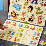 4 Sets Wooden Peg Puzzle for Girls & Boys with Alphabet Numbers Animals Dinosaurs Vehicles