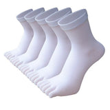 5 Pairs of Mens Breathable Five Toe Socks White