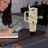 40oz Stainless Steel Christmas Pattern Water Bottle Thermal Mug Travel Tumbler Christmas Gifts Beige