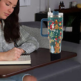 40oz Stainless Steel Christmas Pattern Water Bottle Thermal Mug Travel Tumbler Christmas Gifts Blue