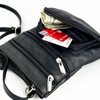 Women Genuine Leather Crossbody Bag Sling Purse Shoulder Bag Black