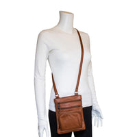 Women Genuine Leather Crossbody Bag Sling Purse Shoulder Bag Dark Brown