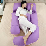 G-shape Pregnancy Pillows for Sleeping Full Body Maternity Support Pillow for Back Legs Belly HIPS Purple and Pink