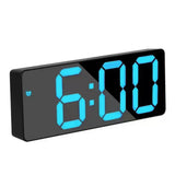 USB LED Digital Desk Alarm Clock with Temperature Date 3 Alarms Blue