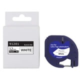 10PCS 12mm White on Black PET Label Tape Compatible with Dymo