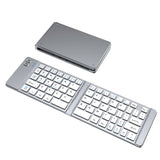 Wireless Keyboard Mouse Set Foldable Tri-Mode Bluetooth 2.4G Silver