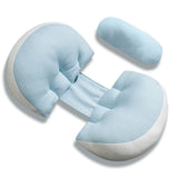 Portable W Shaped Pregnancy Pillow Maternity Support for Side Sleepers Blue
