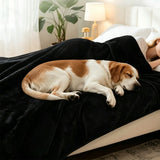Water-Resistant Blanket Reversible Soft Flannel Blanket for Bed Sofa Camping Black