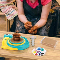 Pottery Wheel Kit for Kids Pottery Painting Set for Arts and Crafts Cyan