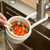 Kitchen Sink Strainer Basket with Faucet Hook – Fruit & Vegetable Stopper White