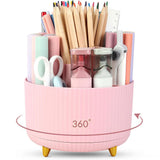 360 Degree Rotating Desk Organizer Dual-Purpose Pencil Pen Holder for Office School Pink
