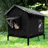 Cat House for Outside Winter Insulated Cat Shelter for Small to Medium Cats Black