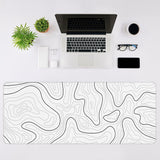 Gaming Mousepad Anti-Slip Mouse Pad Topographic Line Mouse Mat for Home and Office White
