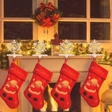 2Pcs Snowflake Christmas Stocking Holders Metal Mantel Stocking Hangers