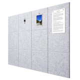 12Pcs Large Felt Bulletin Board Wall Tiles for Office & HomePanels Silver Gray