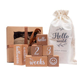 6Pcs Set Wooden Baby Milestone Blocks Cute Photo Props for Baby Shower Keepsake