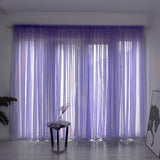 3 Piece Sheer Rod Pocket Curtains Polyester for Room Divider Purple