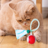 Interactive Cat Toy Moving Cat Ball with Dragonfly Tail Indoor Auto-Turn Cat Toy Red
