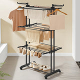 4 Tier Folding Drying Rack with Wheels Clothes Air Drying Rack Black