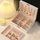 Jewelry Organizer Case Box Holder Storage Earring Ring Velvet Display Leather White