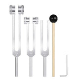 3 Pcs Aluminum Tuning Fork Set 128Hz 256Hz 512Hz for Meditation Yoga Silver