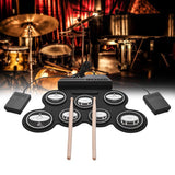 7-Pad Electronic Drum Set Roll-up Drum Practice Pads for Kids Black