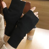 3 Pairs of Stretchy Fingerless Gloves Arm Warm Sleeves Black