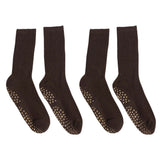 2 Pair Non-Slip Grip Socks for Yoga & Pilates Coffee Brown