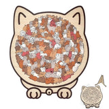 135-Piece Colored Cat-Shaped Wooden Jigsaw Puzzle with Stand for Cat Lovers Style 3
