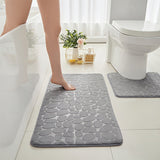3 Piece Set Bathroom Mats Pebble Pattern Floor Mat Gray